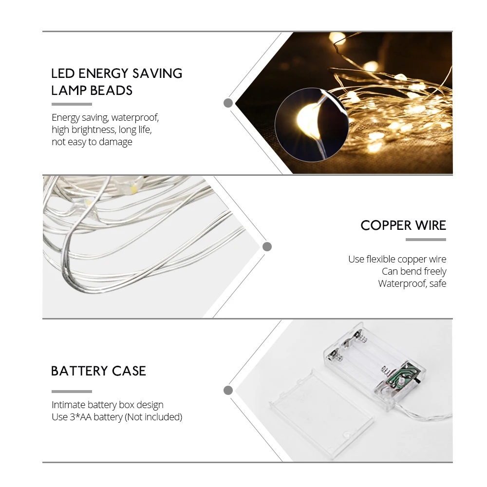 10M 5M 3M 2M Kupferdraht LED Lametta Girlande Batteriebetriebene Fee LED Lichterketten für Weihnachten Hochzeit Party Dekor