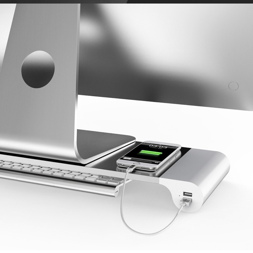 4 USB Ports Multi-function Desktop Monitor Stand Computer Screen Riser Strong Laptop Stand Desk Holder Notebook TV Shelf with US