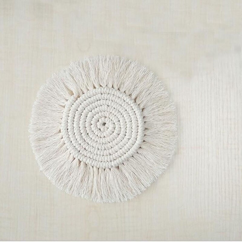 Posavasos de macramé tejido a mano, manteles individuales trenzados, Decoración de mesa, placa de mesa resistente al calor, tapete para taza, almohadillas para bebidas