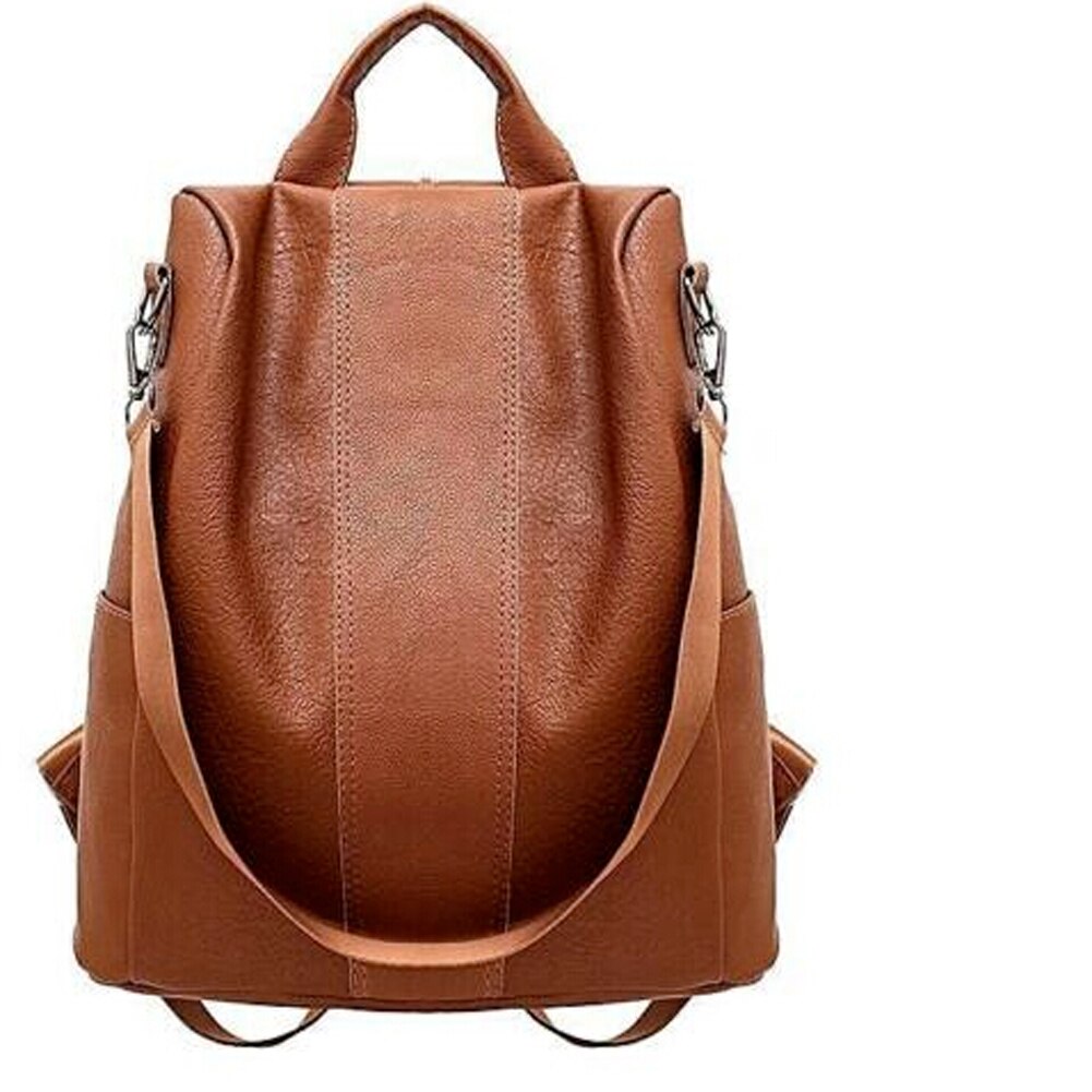 Female Anti-theft Backpack Classic PU Leather Solid Color Backpack Canta Shoulder Bag Black Brown