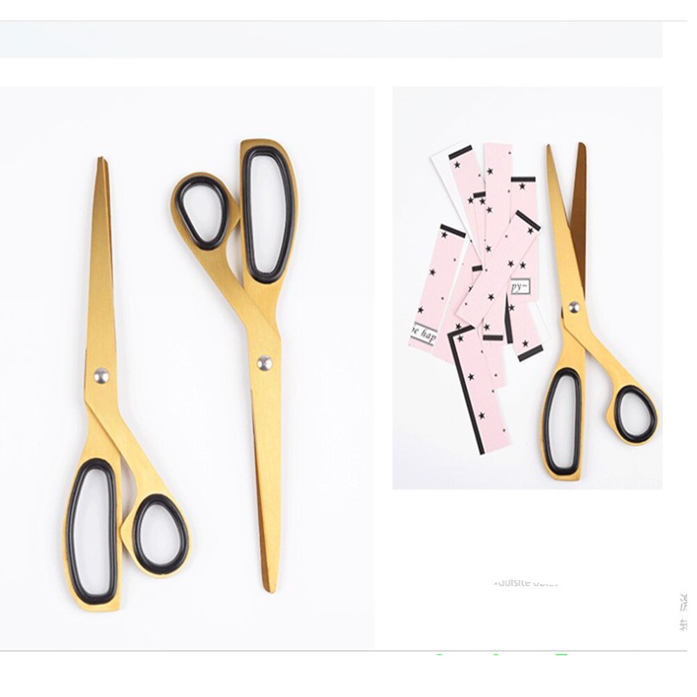 Golden Stainless Steel Scissors Household Office Ribbon-cutting Scissors Asymmetry Fabric Dressmaking Tailor Shear Cutting Tools
