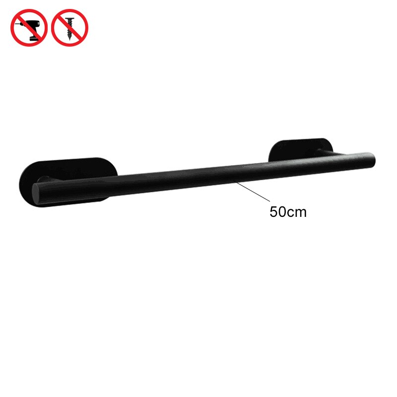 ELLEN Matte Black Bathroom Hardware Set Black Robe Hook Towel Bar Toilet Paper Holder Bath Bathroom Accessories EL480B1001B: Single towel bar