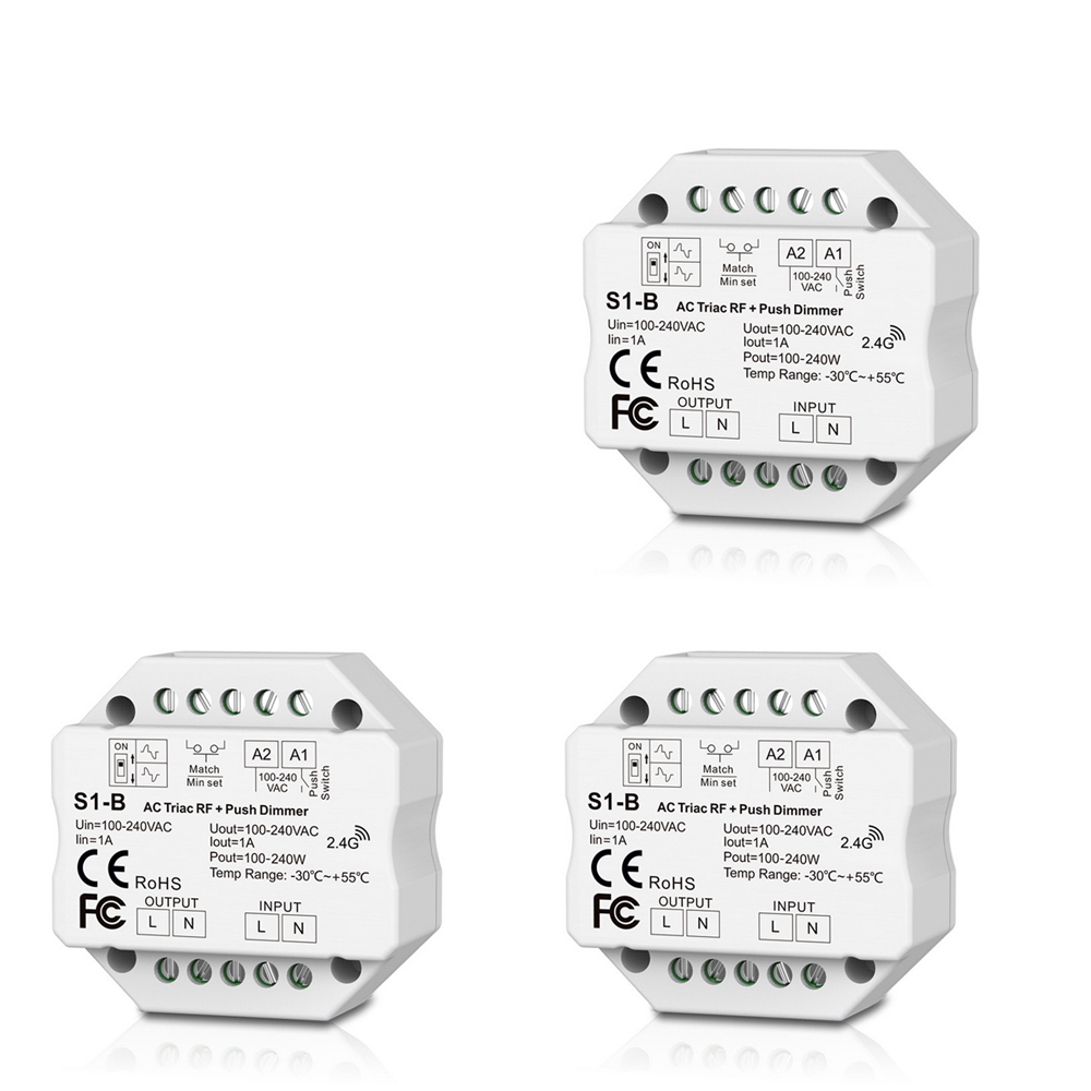 Mini Led Dimmer 110V 220 V 230V Ac Triac Led Dimeer 220 Volt Dimmer 2.4G 1-4Zone afstandsbediening Voor Lamp Licht Lamp S1-B: 3PCS S1-B