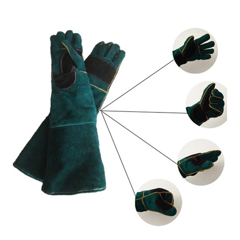 Gants de sécurité Anti-morsure 60cm | Gant de protection Anti-morsure, pour chien chat, Animal, très Long, en cuir, vert, pour animaux, gant de protection, pierreries