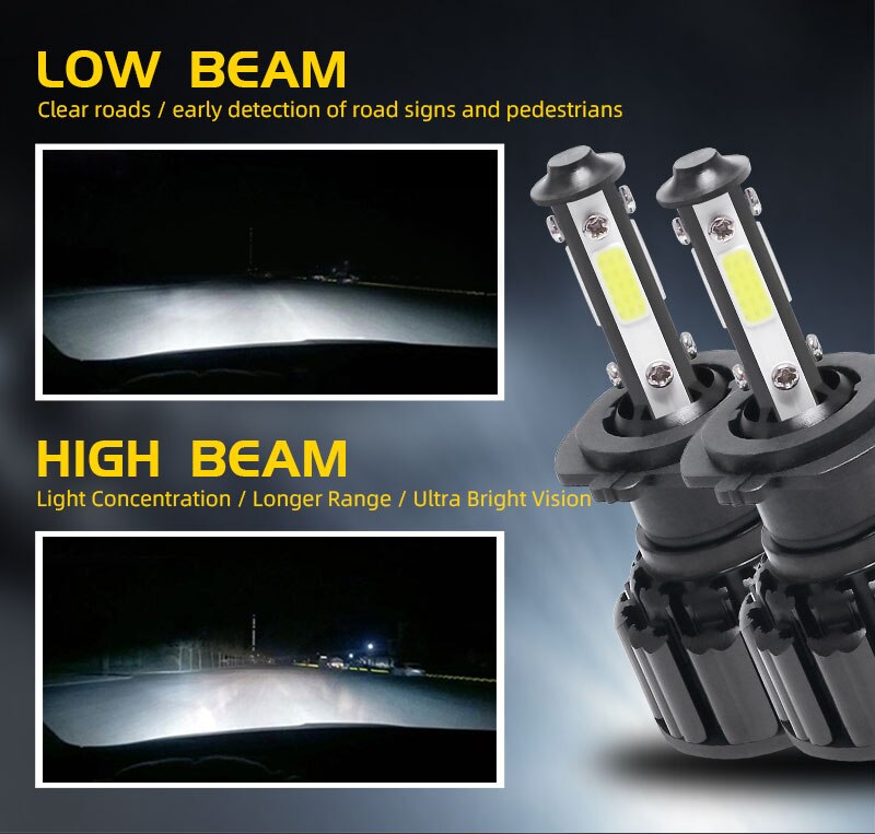 2 PIÈCES 100W 16000LM H11 H7 LUMIÈRE LED Ampoule H4 H11 H8 HB3 9005 9006 HB4 9012 voiture Ampoules De Phares LED 6000K 12V VOITURE lampes 8000K