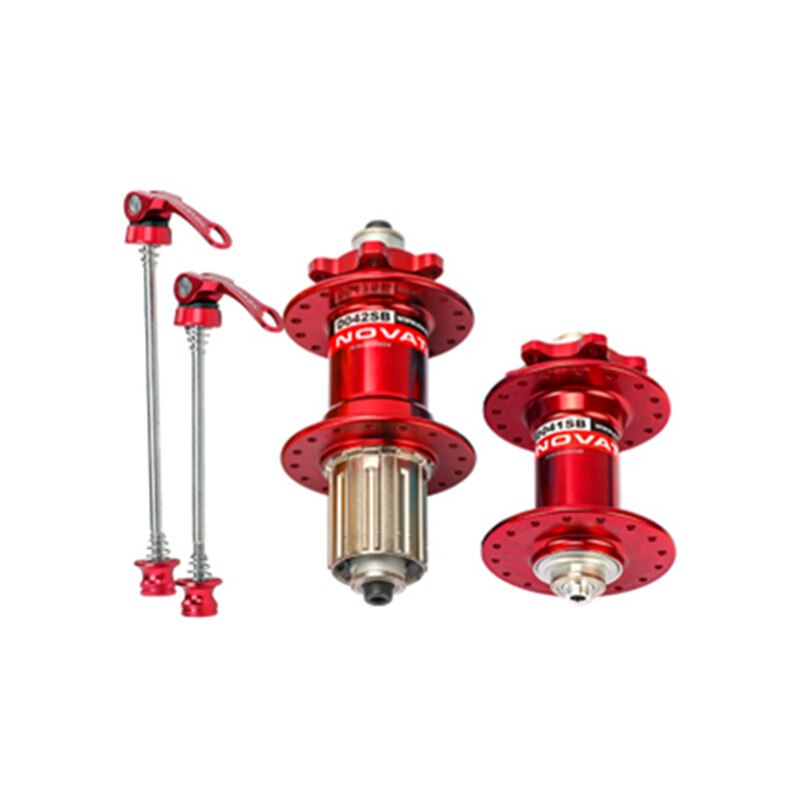 NOVATEC D042SB Front and Rear Hub Mountain Bike Disc Brake Card Bearing Palin Shaft 32/36 Hole Brand Original: 32H Red Pair
