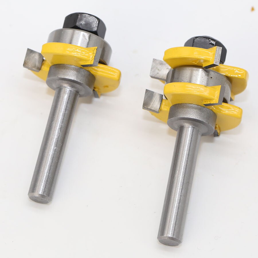 2 pc 8mm Shank Tongue &amp; Groove Joint Assembly Router Bit Set 3/4" Stock Wood Cutting Tool