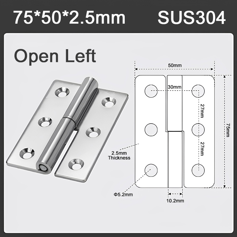 Bisagra desmontable de acero inoxidable 304, bisagra de puerta extraíble para armario, herrajes para muebles: Castaño