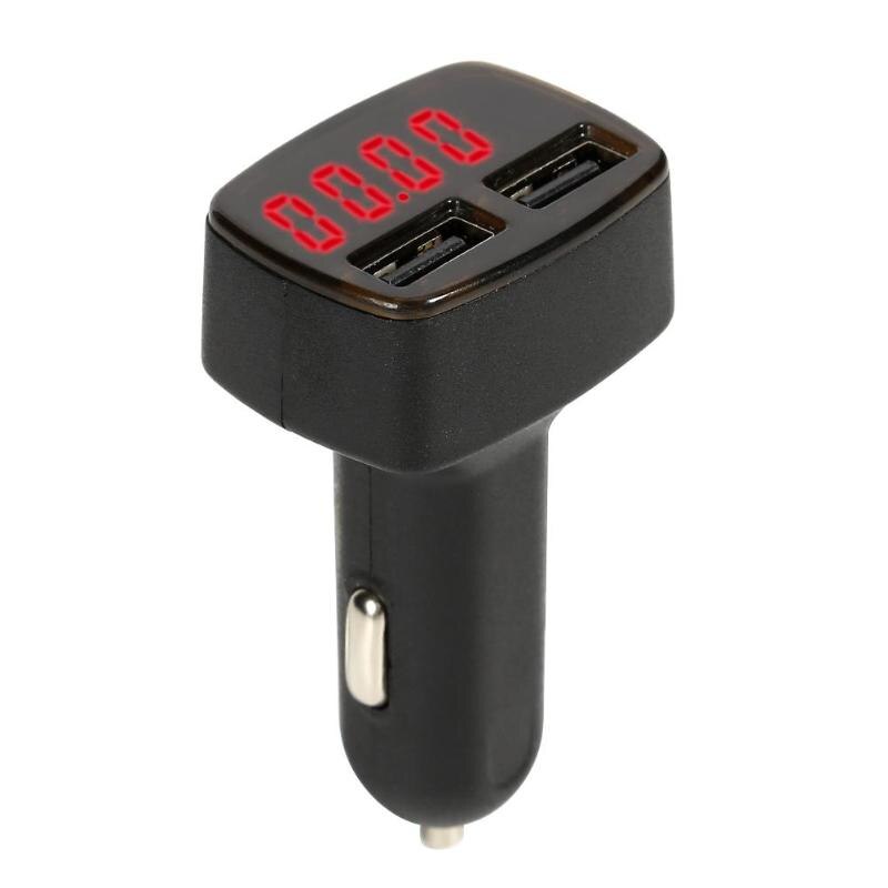 Blauw/Rood Fahrenheit/Celsius 4 In 1 Car Charger USB Mobiele Telefoon Oplader Temperatuur Voltage Ammeter