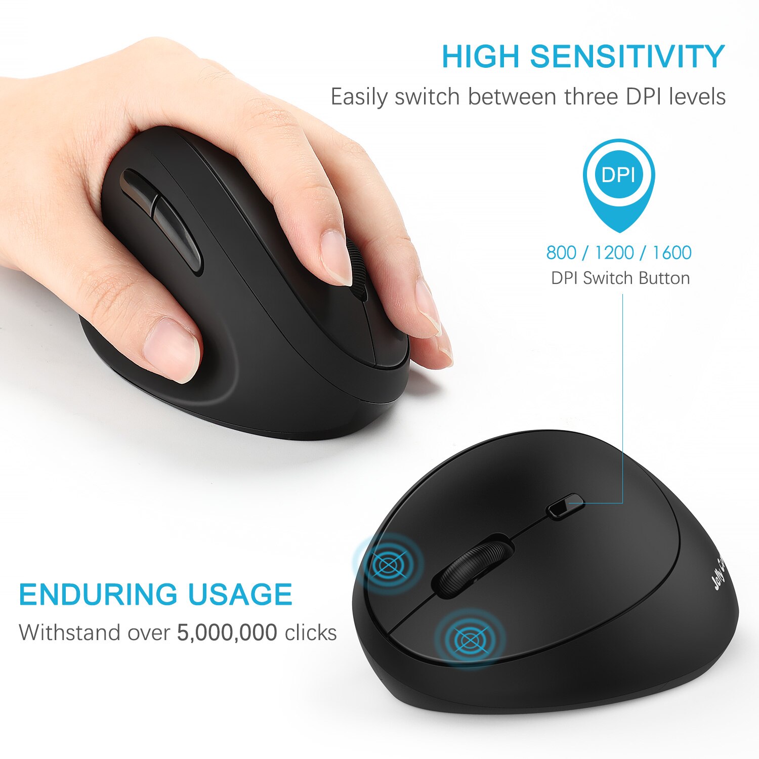 Jelly Comb – souris verticale ergonomique, 2.4G, sans fil, pour gaucher, pour PC, ordinateur portable, Notebook