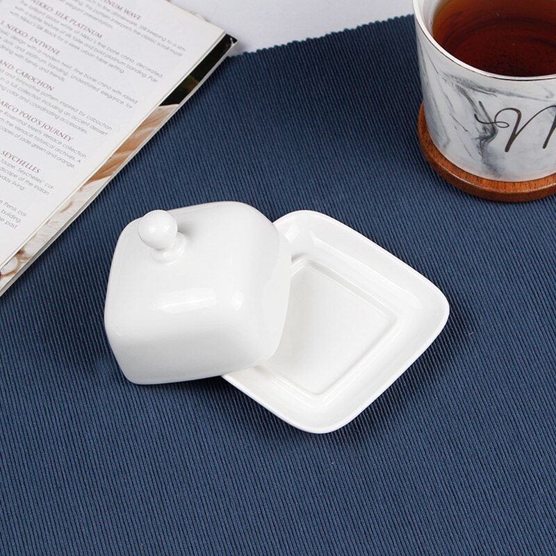 Porcelain Butter Dish with Lid Butter keeper, wide Perfect for East/West Butter