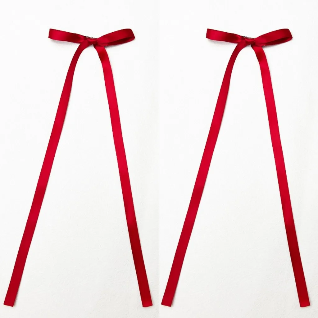 Pinzas para el cabello con lazos trenzados, cintas, coletas dobles, gorros ultra bonitos, horquillas largas dulces de estilo coreano a la , 2 uds.: Rojo