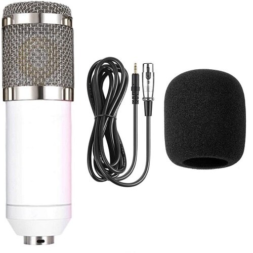 Fangtuosi BM-800 microfone condensador profissional 3.5mm com fio bm800 karaoke microfone para ktv braodcasting cantando reco: Package 1 White