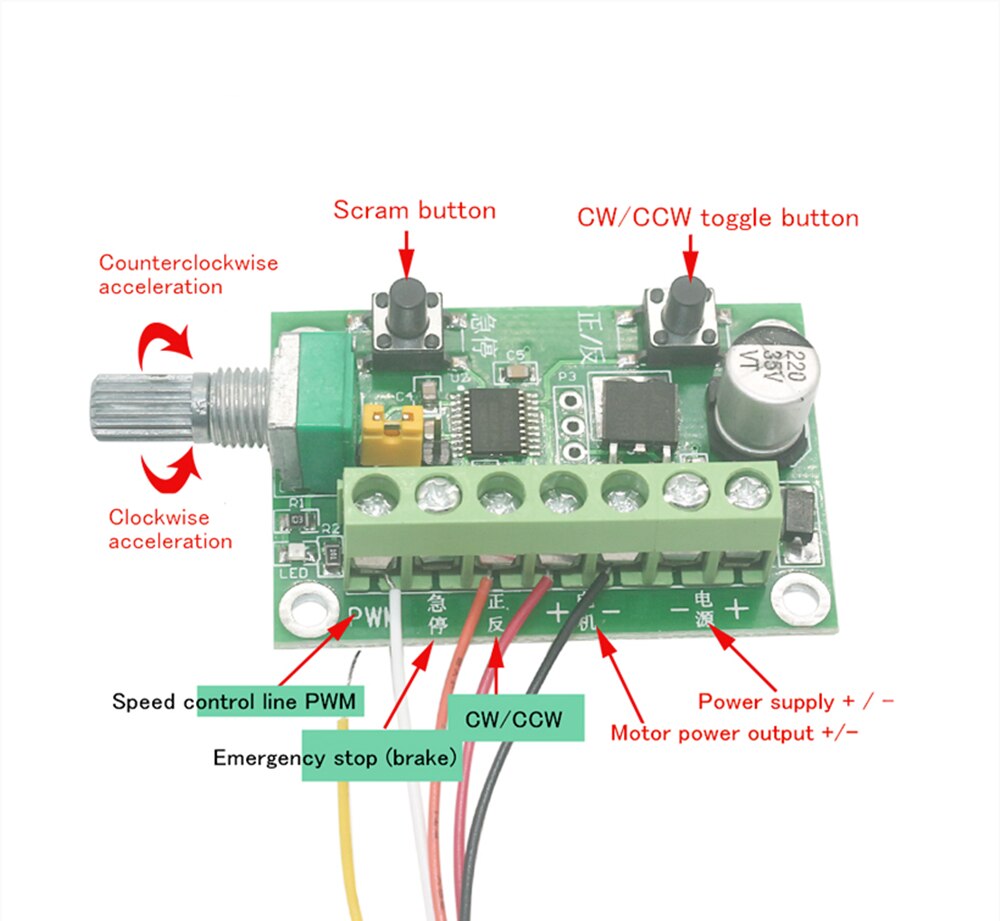 PWM speed controller FOR BLDC Brushless DC Gear Motor 6-30V CW CCW switchover 3650 3525 2418 2430 model motor