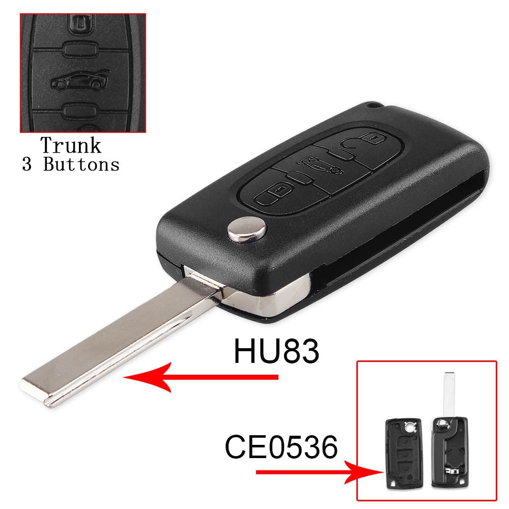 Keyyou för peugeot 407 407 307 308 607 fjärrnyckel fodral skal nyckel lock 3 knappar key case  ce0523: Ce0536 hca