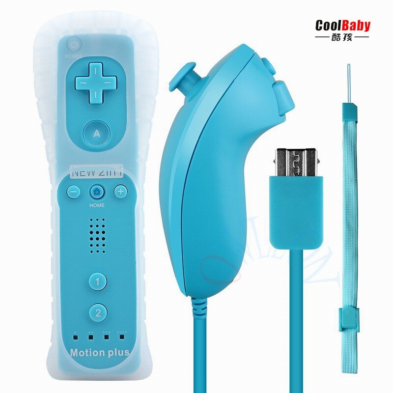 2-in-1 Wireless Remote Controller+Nunchuk Control for Nintend Wii Built-in Motion Plus WiiU gamepad joystick+Silicone Case: 3