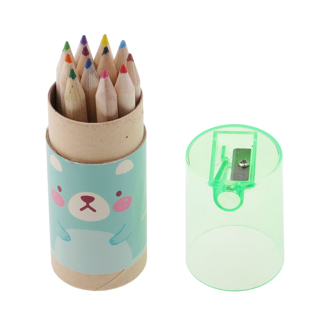 12 Pieces /set Portable 12 Colors Mini Wood Pencil Drawing Pencil with Sharpener Box Cases Mini Stationary