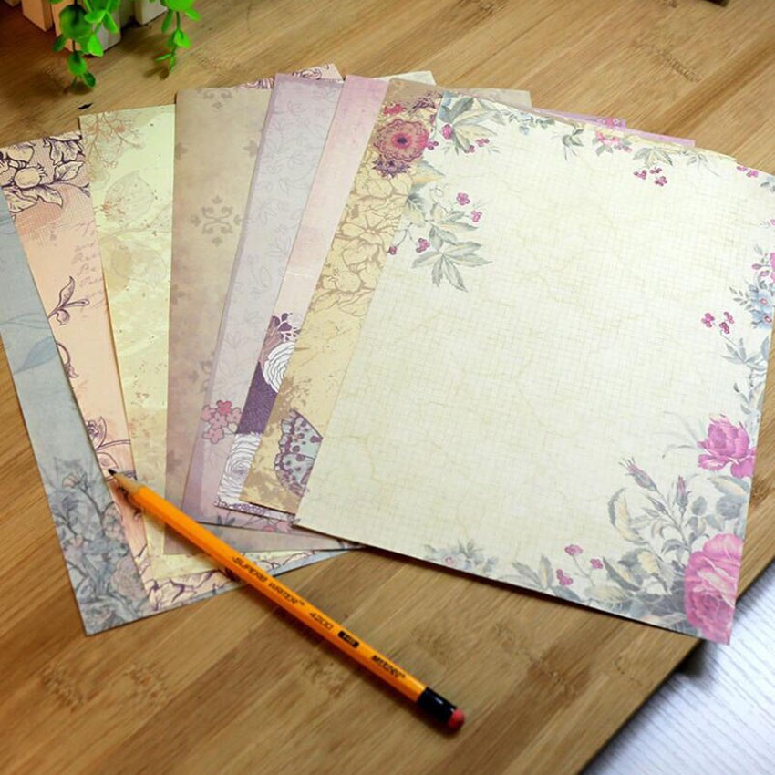 10 feuilles/ensemble Vintage Message écriture lettre papier fleur motif lettre Pad étudiant papier lettre pour bureau école