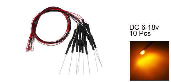 uxcell 10pcs Prewired SMD LED Light Emitting Diode DC 6-18V with Resistor for Small Model Cosplay and Small Model Building: Orange 0603