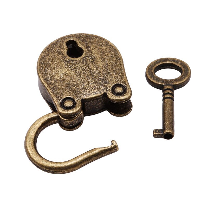 Métal ancien Style Vintage Mini cadenas petite boîte à bagages serrure à clé couleur Bronze Usage domestique matériel décoration: Default Title