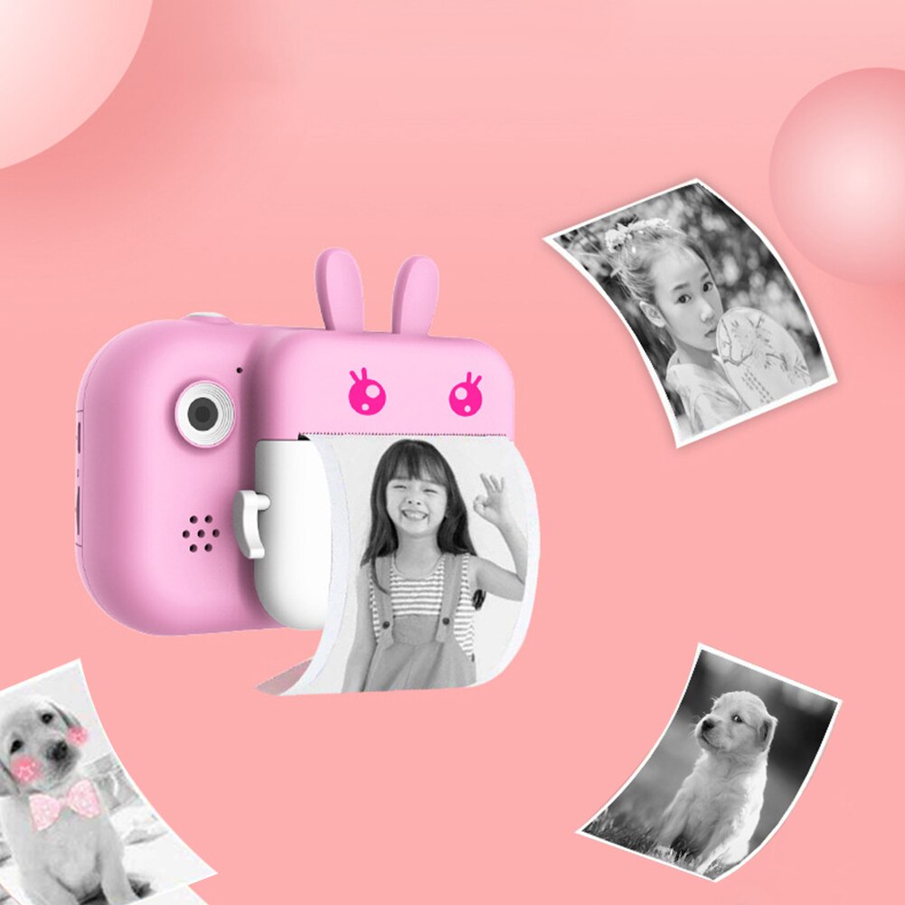 LCD Display Cute Cartoon Waterproof 1080P HD Mini Photo Printer Video Kids Camera Front Rear Fill Light Selfie 24mega Pixel