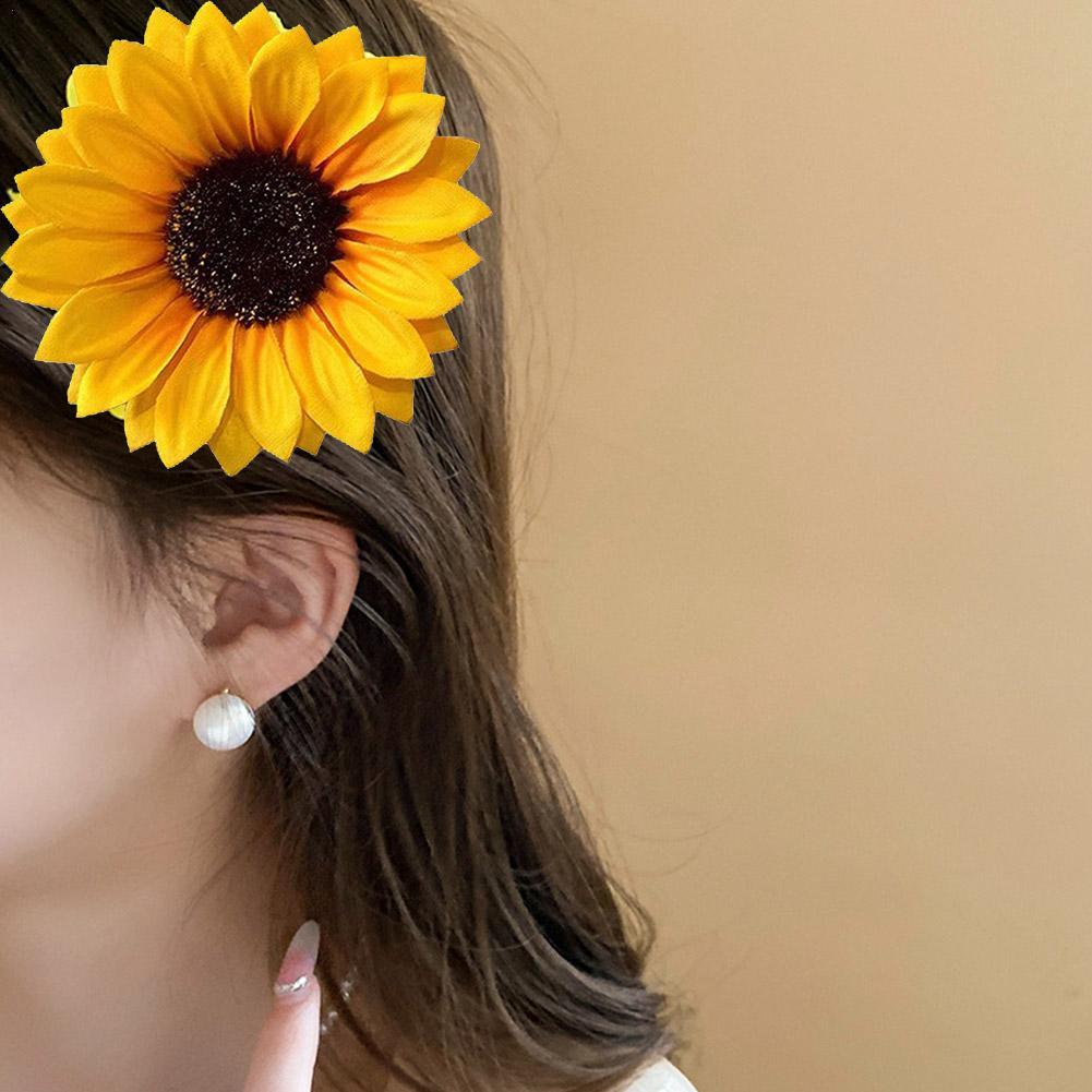 Épingles à cheveux tournesol jaune pour filles, pince à cheveux douce, pinces latérales, outils de coiffure, photo de voyage, accessoires pour cheveux bohèmes
