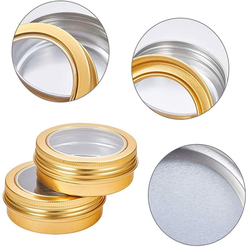 12 stuks aluminium blikken potjes van 2 ounce (ca. 57 ml) , 60 ml ronde potjes met deksels, lege potjes voor het bewaren van lippenbalsem.