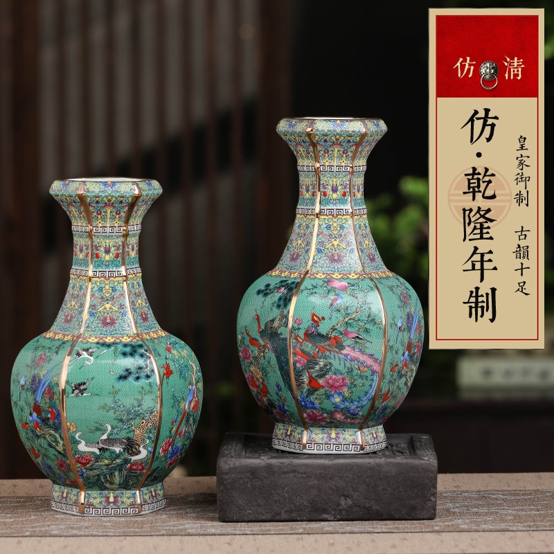 Jingdezhen porcelæn vase veranda ornamenter antik officiel emalje porcelæn antik samling firkantet vase
