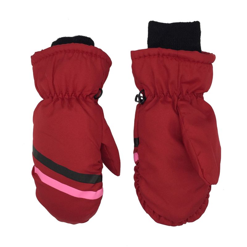 Gants de Ski épais et chauds pour enfants | Gant d'hiver pour garçons et filles à imprimé géométrique, gant coupe-vent pour 5 à 9 ans: 52-Red