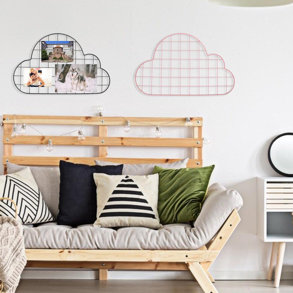 Mesh Storage Frame Manager Metal Mesh Frame Wall Hanging Cloud Girl Heart Modern Style Display Frame Photo Wall 50*32CM