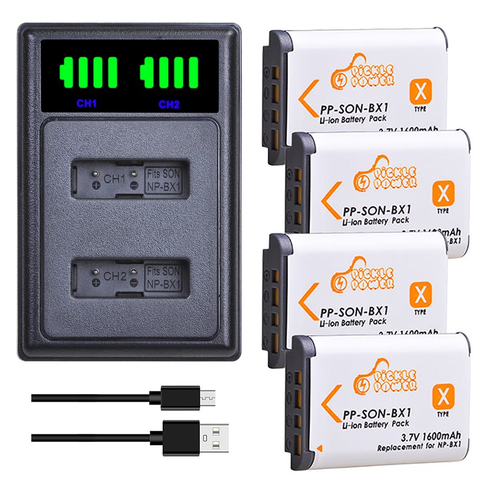 Sony np -bx1 npbx 1 np bx1 -akkulaturisarjat sony fdr -x3000r x3000 rx100 rx100 as300 hx400 hx60 wx350 as300v hdr -as300r -kameroille: Laturi ja 4 akkua