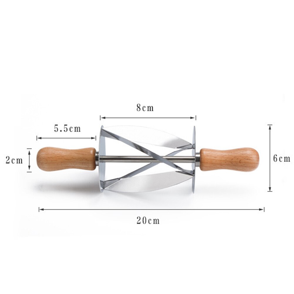 Stainless Steel Rolling Cutter Baking Croissant Dough Pastry Bread Wheel Tool Croissant Cutter Baking Pastry Tools Wood