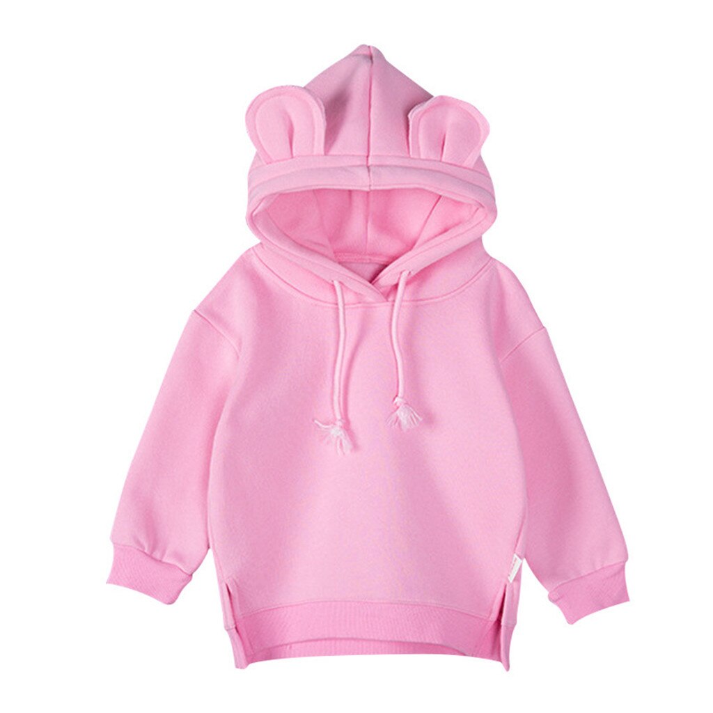 3M-3T enfants sweat-shirt enfant en bas âge bébé enfants garçon fille à capuche dessin animé 3D oreille sweat-shirt hauts vêtements Moletom: Pink / 12M