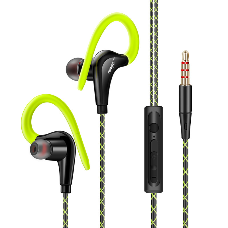 3.5mm Oor opknoping Sport oortelefoon 1.25 m oorhaak Bedrade Hoofdtelefoon Voor iPhone smartphone In-Ear Waterdichte Headsets Met Microfoon: Green