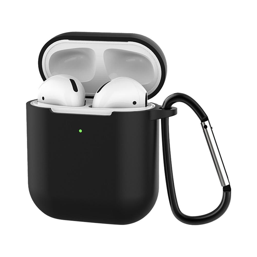 Para AirPods funda de silicona funda protectora antipérdida funda de piel para Apple AirPods 2 con gancho para la oreja y sin gancho para la oreja: A