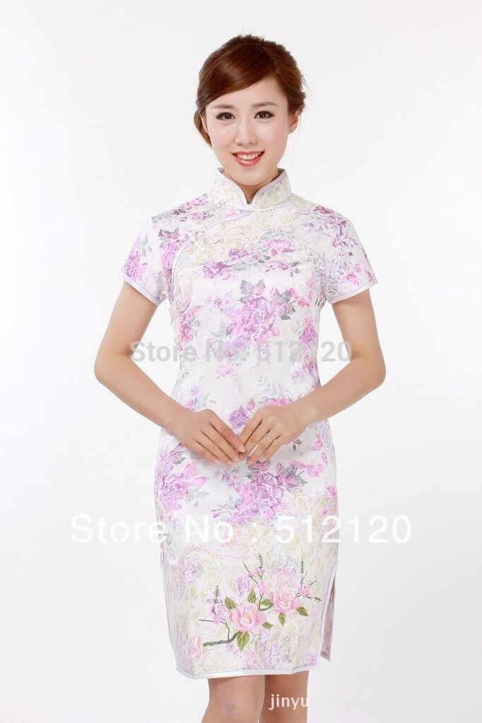Shanghai Geschichte neue stil stehkragen kurze cheongsam abendkleid China traditionellen kleid Qipao 4 farbe