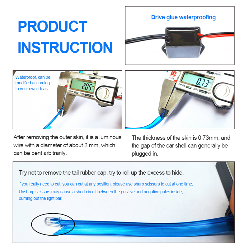 BLALION Motorrad dekorative Umgebungslampe, wasserdichtes Neonlicht, flexibel LED-Lichtstreifen mit Regler, 12 V, Atmosphärenlichter