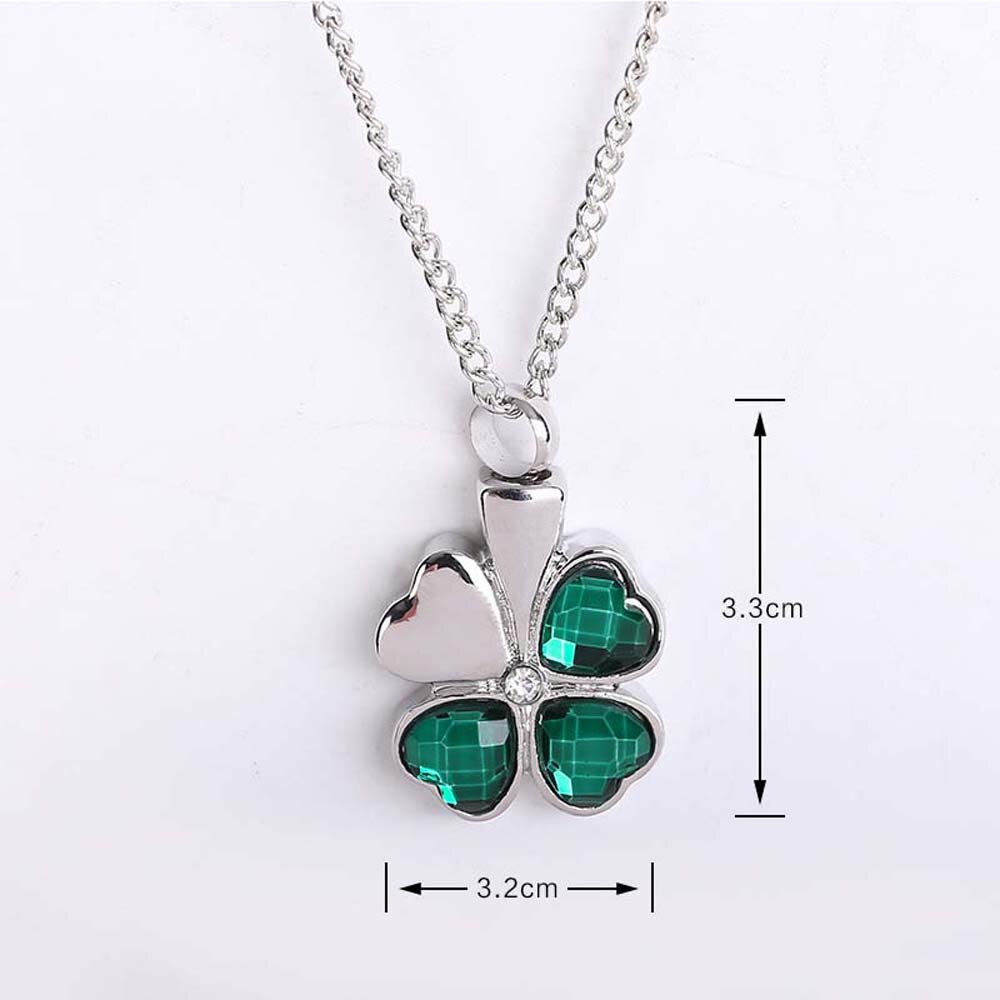 Collier de fiole d'urne de collier commémoratif de trèfle chanceux de pour la chaîne d'acier inoxydable de mémoire de bijoux de crémation de cendres
