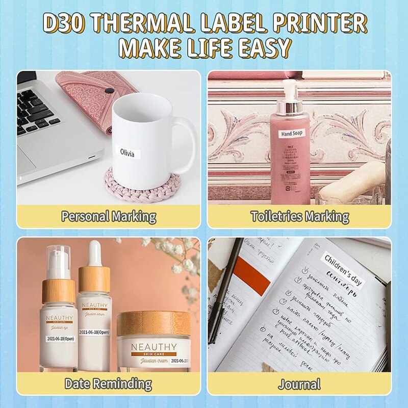 Phomemo Label Maker Sticky Note D30Pro Label Thermal Printer No Ink Home Business Helper Kitchen Sticker Machine