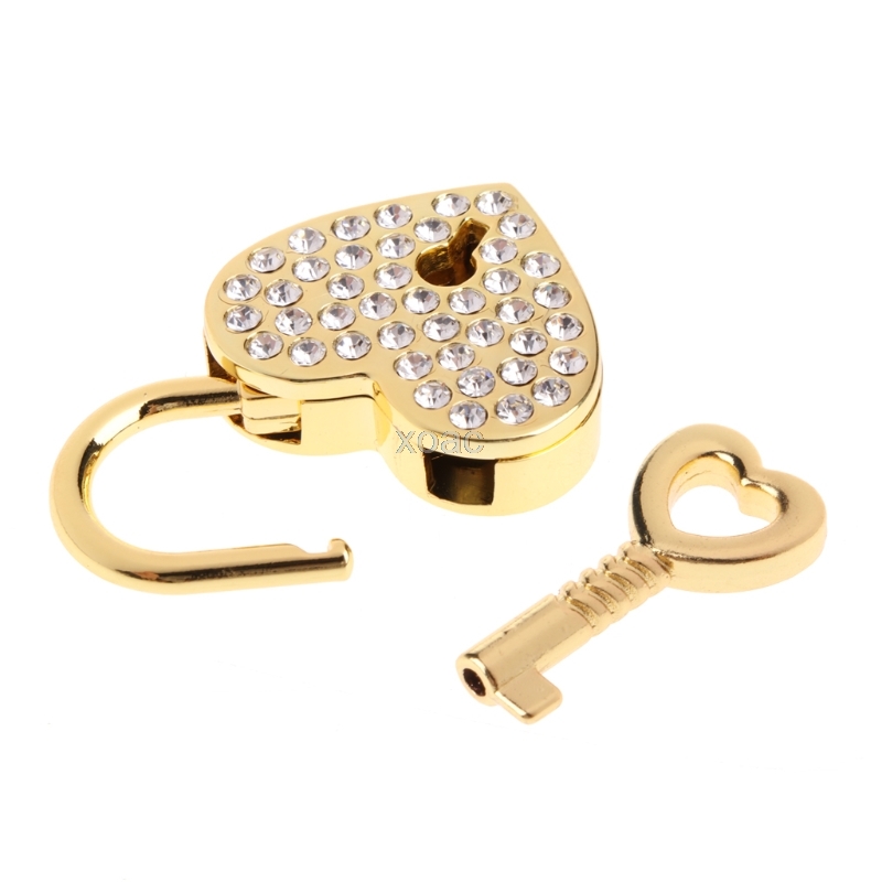 Diamantes Vintage antiguo estilo Mini arquería corazón candado llave con llave M13
