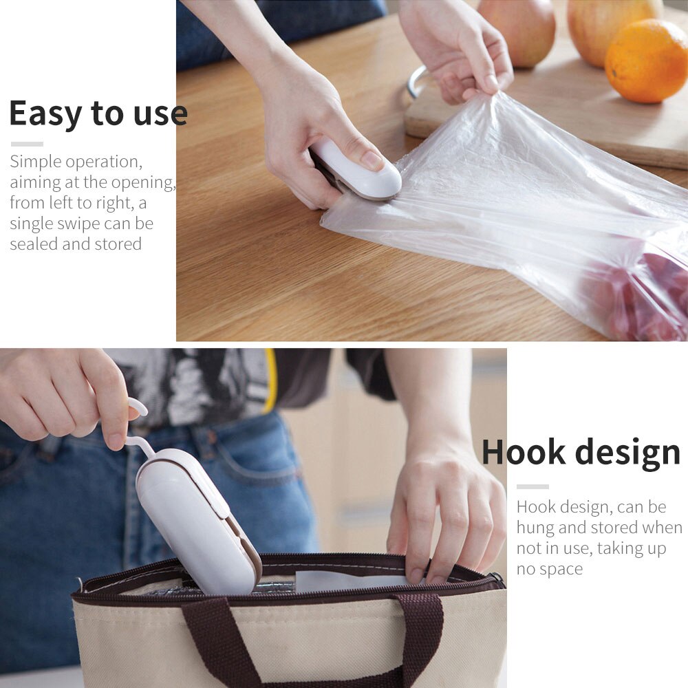Mini Portable Food Vacuum Sealer Machine Handheld Food Snacks Packaging Vacuum Plastic Bag Heat Sealing Machine Closing Capper