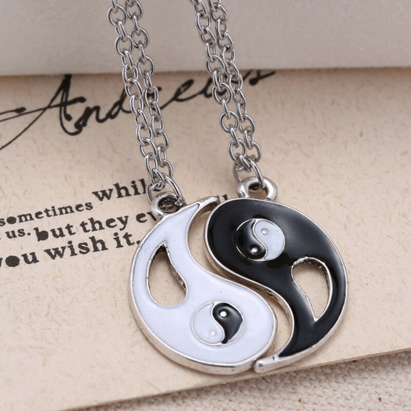 2 Stks/set Yin Yang Hanger Ketting Zwart Wit Paar Ketting Zus Vriend Vriendschap Sieraden