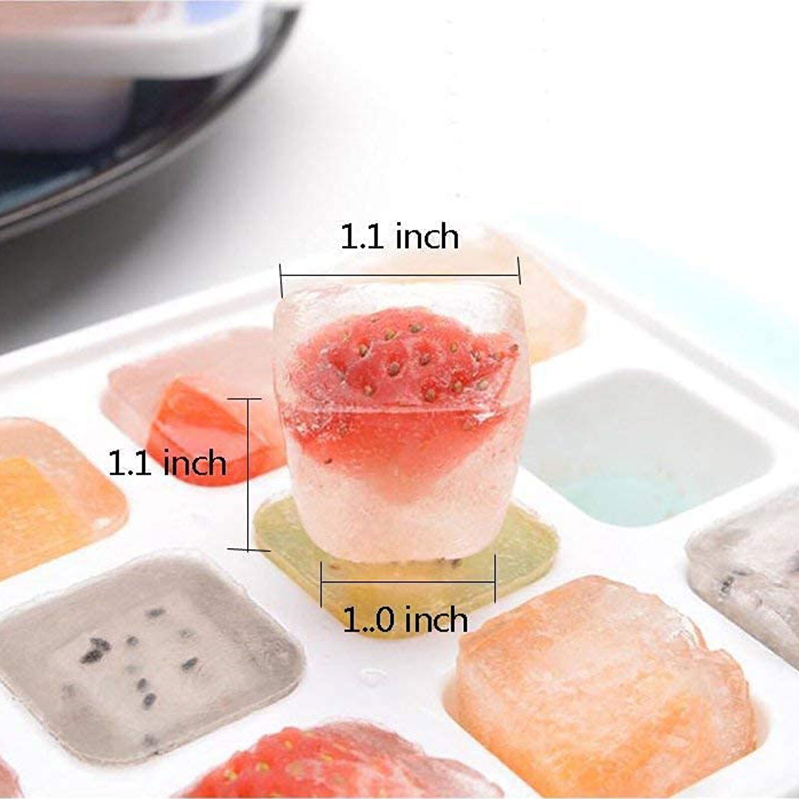 3pcs/set Silicone Ice Cube Trays With Spill-Resistant Removable Lid 21 Cavity Mold Square Shape Stackable Fruit Popsicle Plate