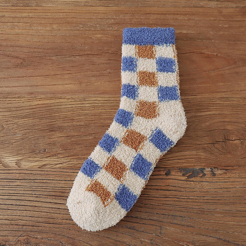 Inland Style Fatcow Women's Socks Colorful Plaid Thick And Warm Wool Socks Floor Woman's Girl's Socks Winter Socks EU 35-43: C5