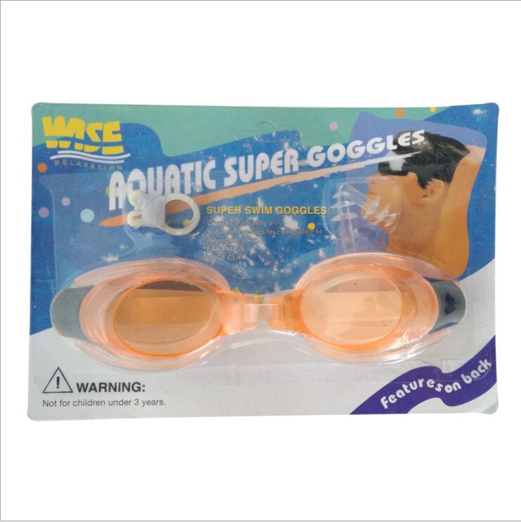 Lunettes de natation réglables pour enfants avec bouchons d'oreille pince-nez accessoires de natation fournitures de parc aquatique pour lunettes de natation sûres pour bébé: Orange