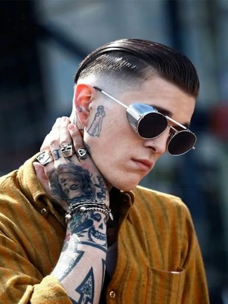 Trendy Retro Steampunk Sunglasses Men Brand Round Steam Punk Alloy Sun Glasses Goggle For Women UV400 Gafas de Sol