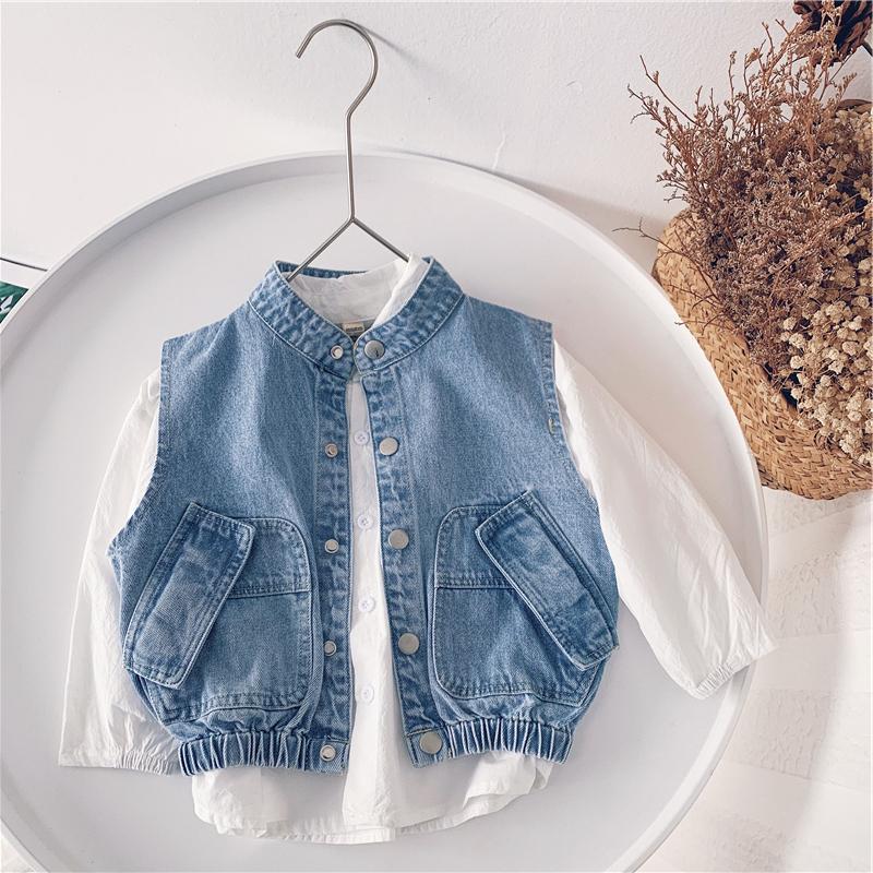 2021 New Spring Autumn boby Girls Kids Denim Pocket Vest comodo carino abbigliamento per bambini abbigliamento per bambini