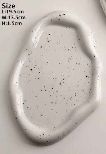Bandeja plateada de cerámica para decoración de escritorio, bandeja de almacenamiento de puntos de tinta de arte , plato de salsa, plato de decoración de cocina y sala de estar: Strip Dot