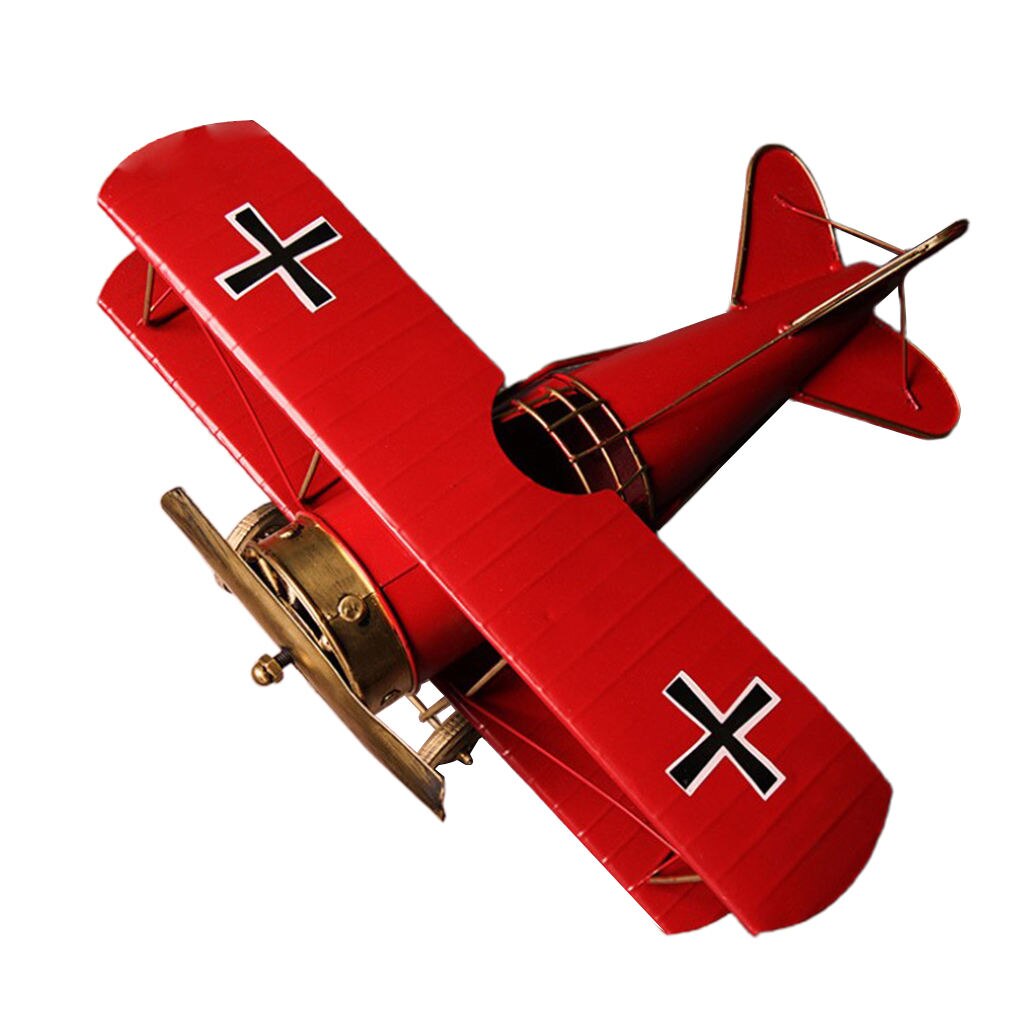 Avión pequeño de hierro artesanal, Avión de Metal Vintage, juguete para niños, , decoración del hogar: Red L