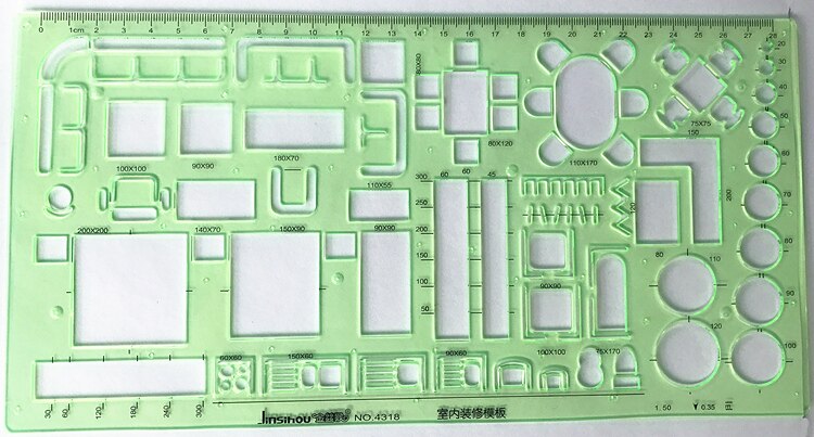 1PC Engineering drawing ruler Item Curve Template ruler office and school Painting measuring tools: M 4318